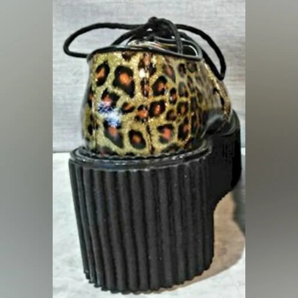 New Demonia Sparkling Leopard Print Platform Creepers - Picture 10 of 12